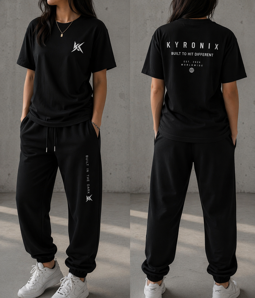 KYRONIX Void Tee black streetwear shirt front/back logo