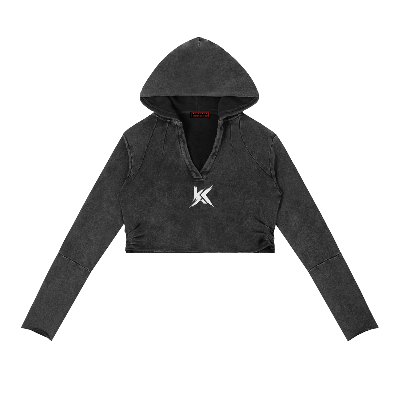 Raw Edge Cropped Hoodie