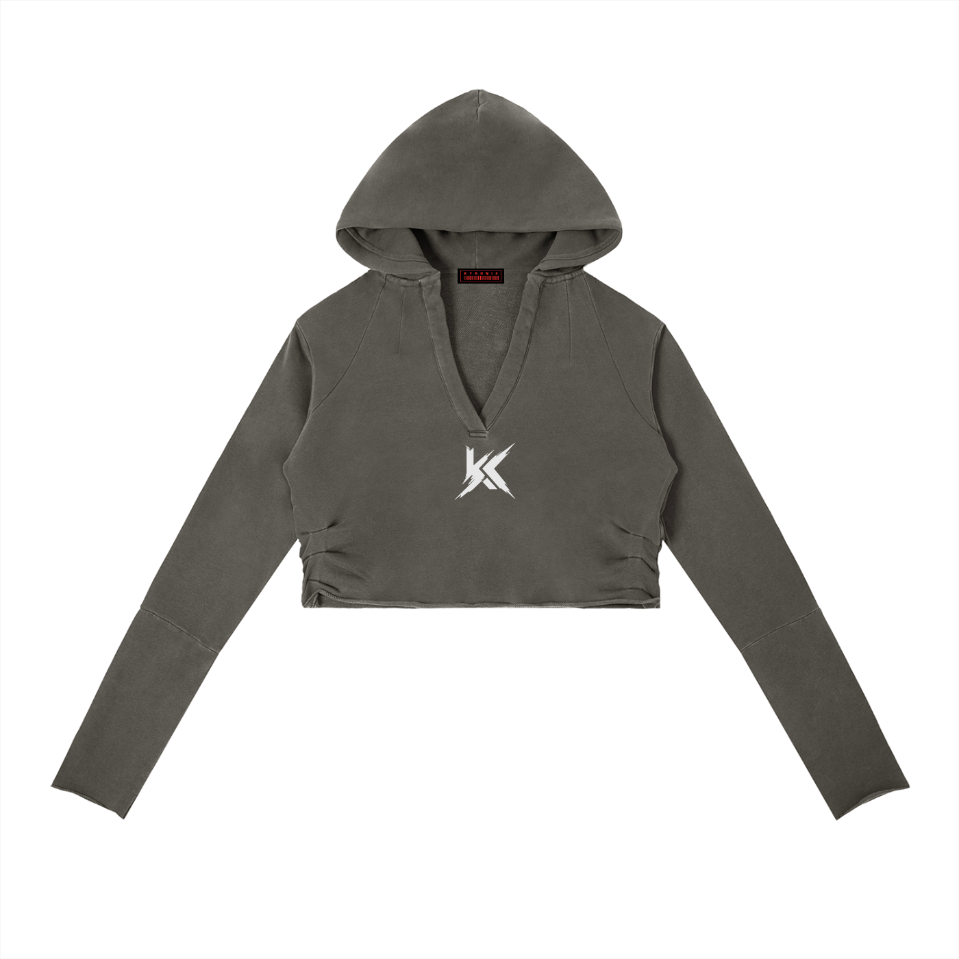 Raw Edge Cropped Hoodie