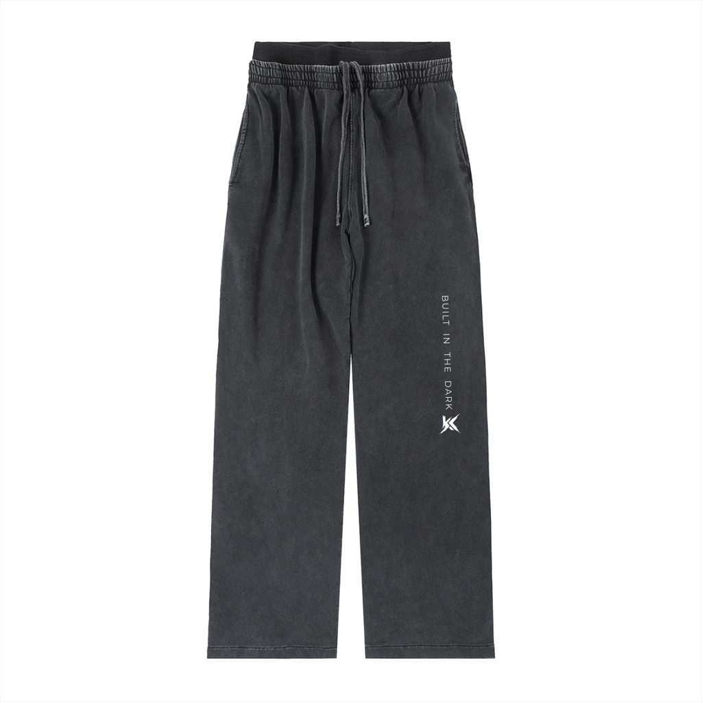 Vintage black straight leg pants with KYRONIX logo print