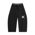 Black barrel sweatpants with contrast plaid waistband and KYRONIX logo