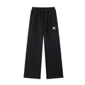 Black wide leg sweatpants with drawstring waist and KYRONIX logo